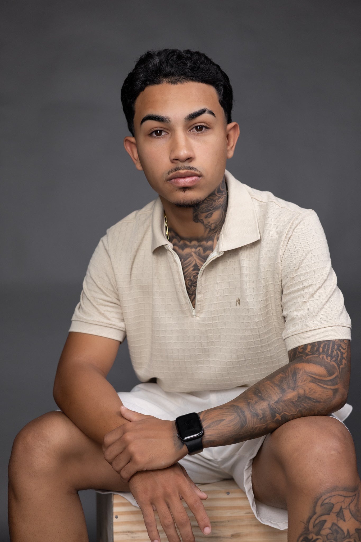 Camisa Polo Text Quadriculada Areia