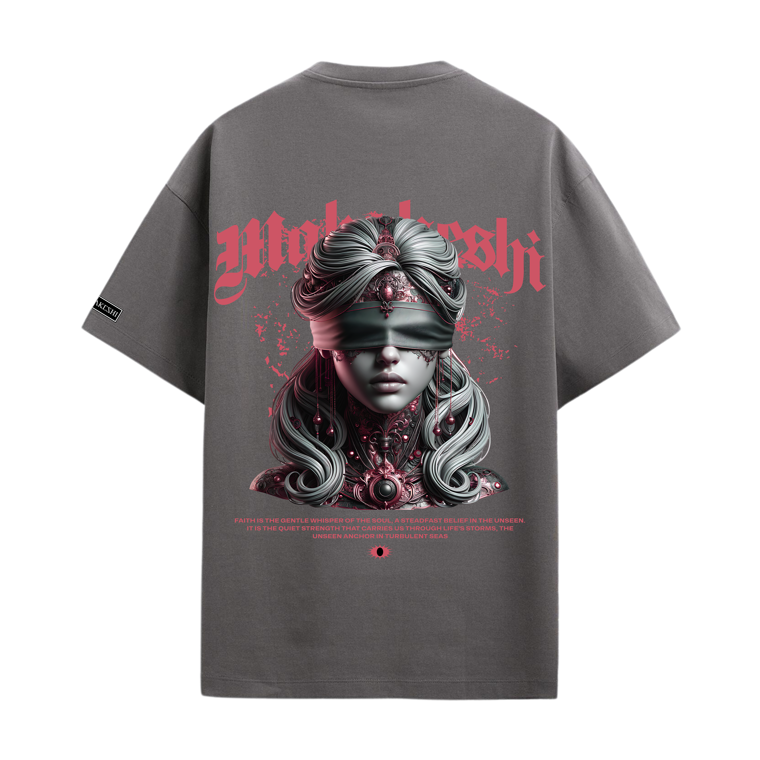 Oversized Blindfolded woman