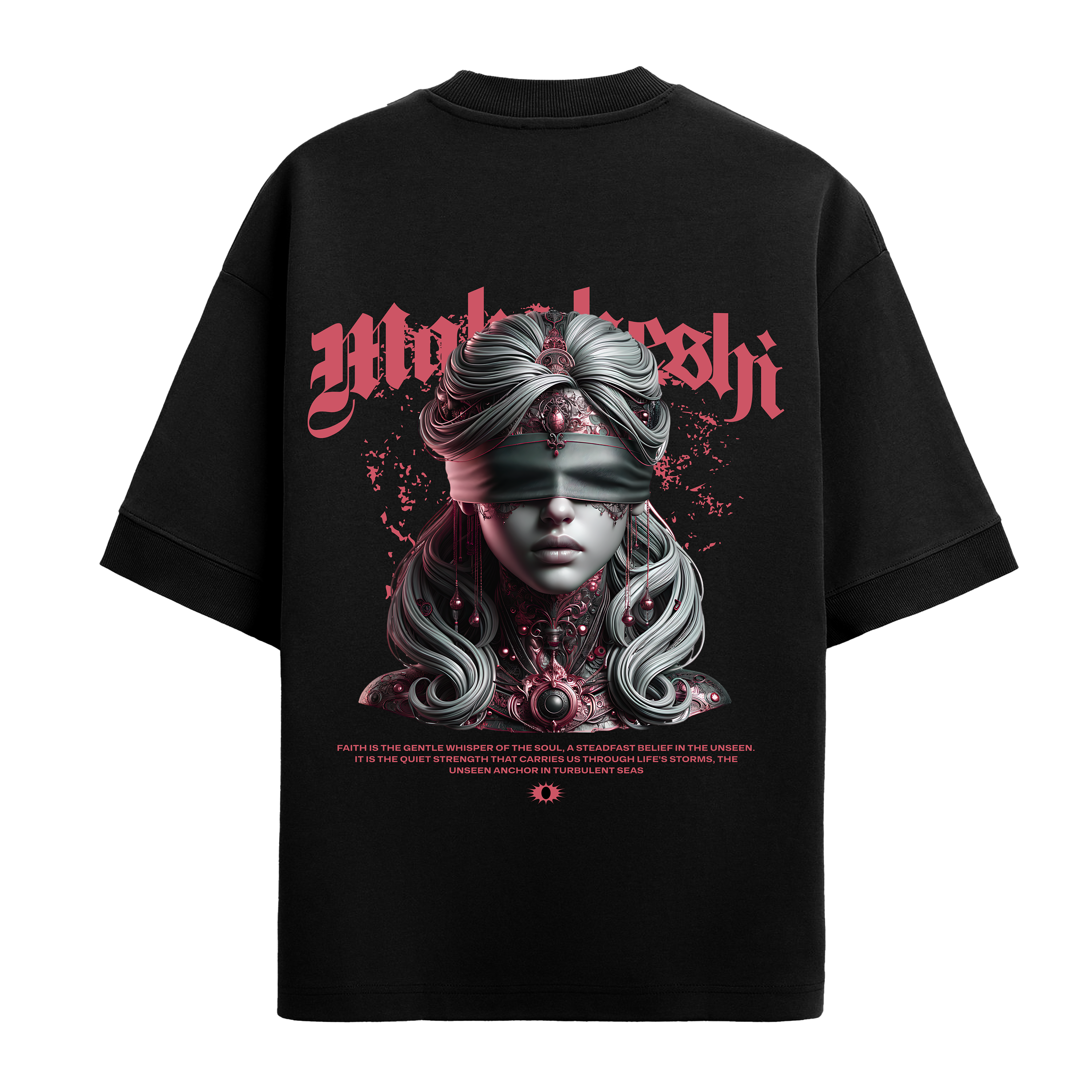 Oversized Blindfolded woman