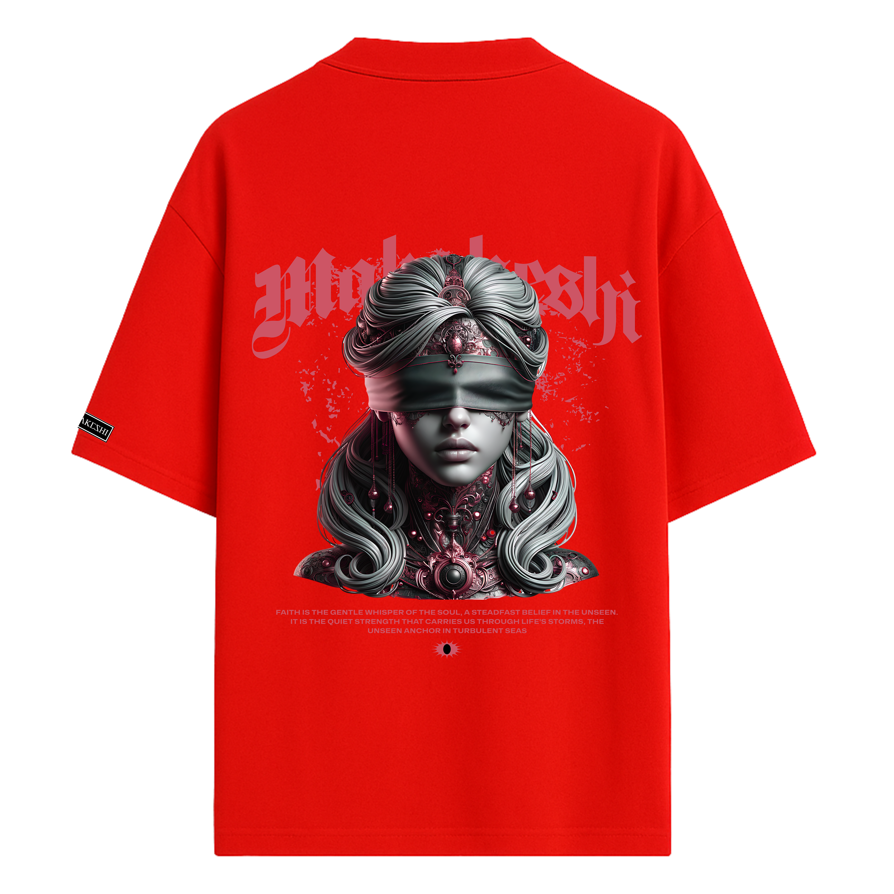Oversized Blindfolded woman