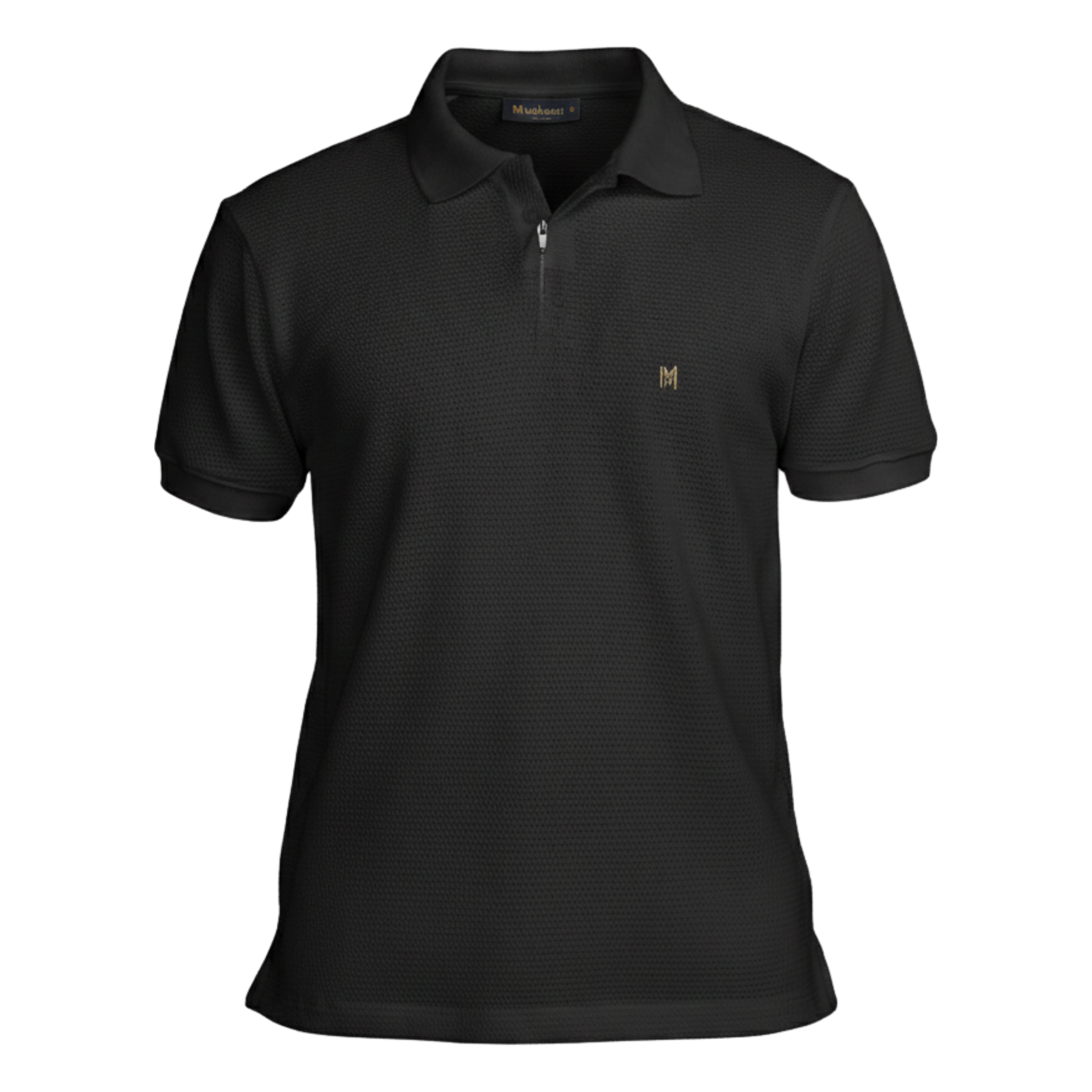 Camisa Polo Text Quadriculada Preta