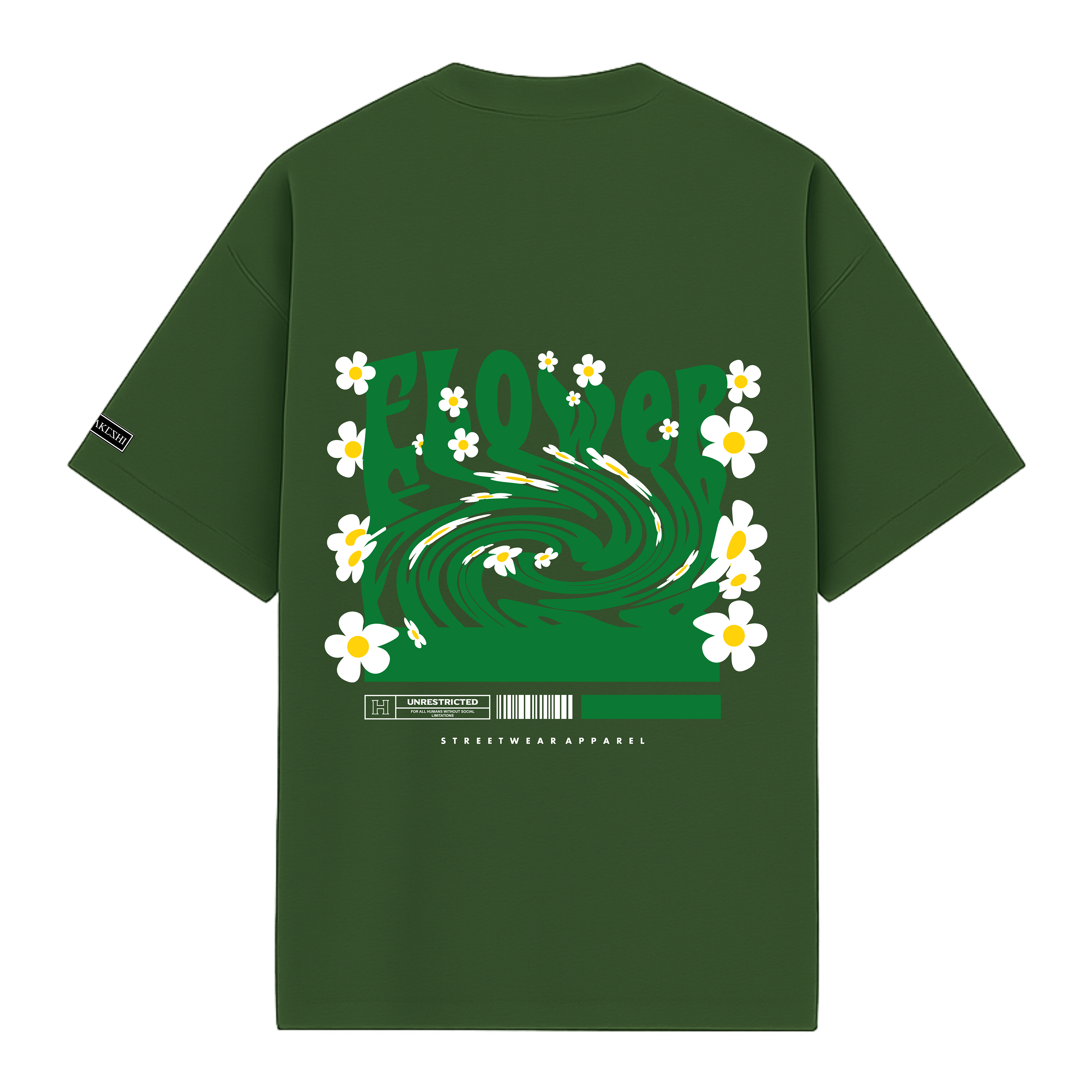 Oversized Flowers Green White